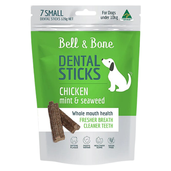 BELL & BONE DOG DENTAL STICKS CHICKEN MINT & SEAWEED SM
