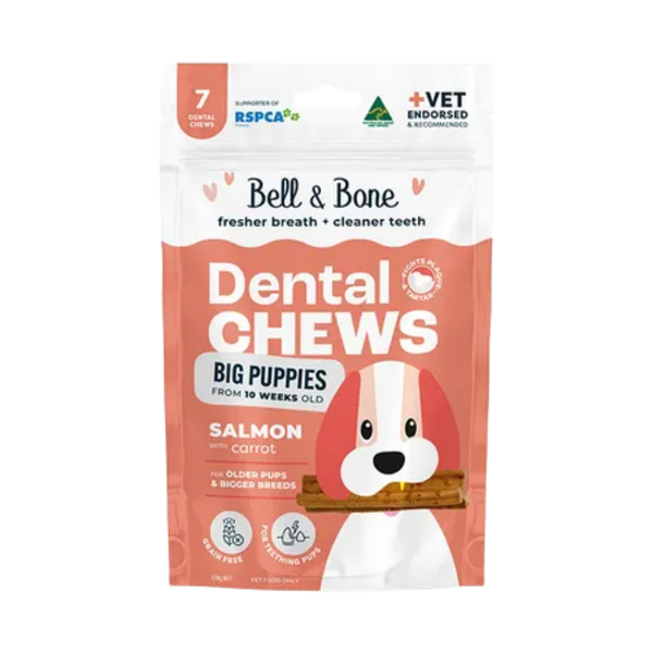 Bell & Bone Puppy Dental Chews Salmon &  Carrot LG