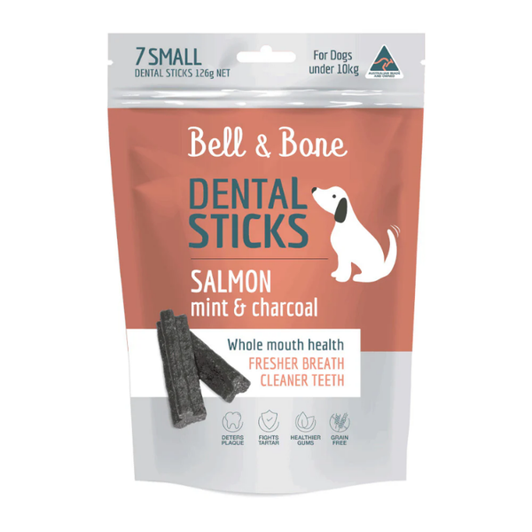 Bell & Bone Dog Dental Sticks Salmon Mint Charcoal 44pk om44