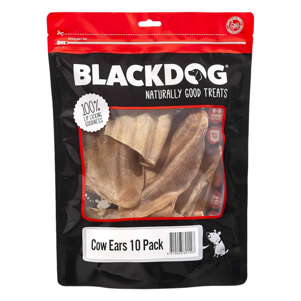 Black Dog Cow Ears 10pk