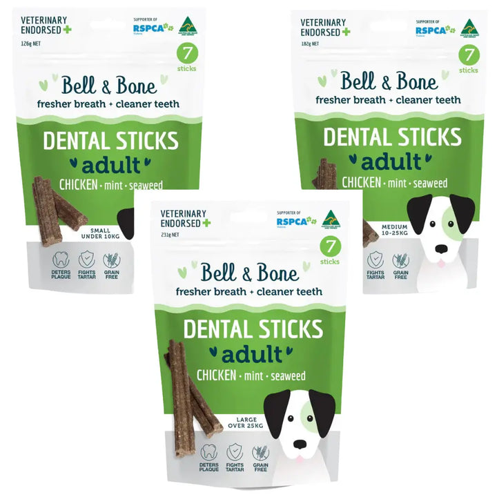 Bell Bone Senior Dental Sticks Chicken Mint Ginger LG packs