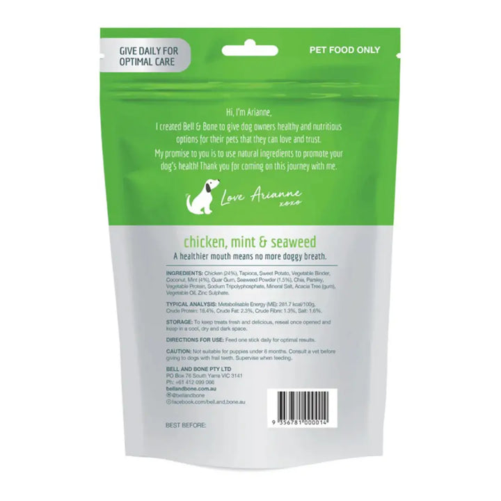 Bell & Bone Dog Dental Sticks Chicken Mint & Seaweed LG back