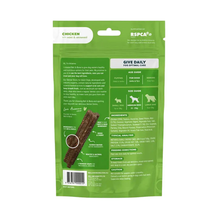 Bell & Bone Dog Dental Sticks Chicken Mint & Seaweed Medium back
