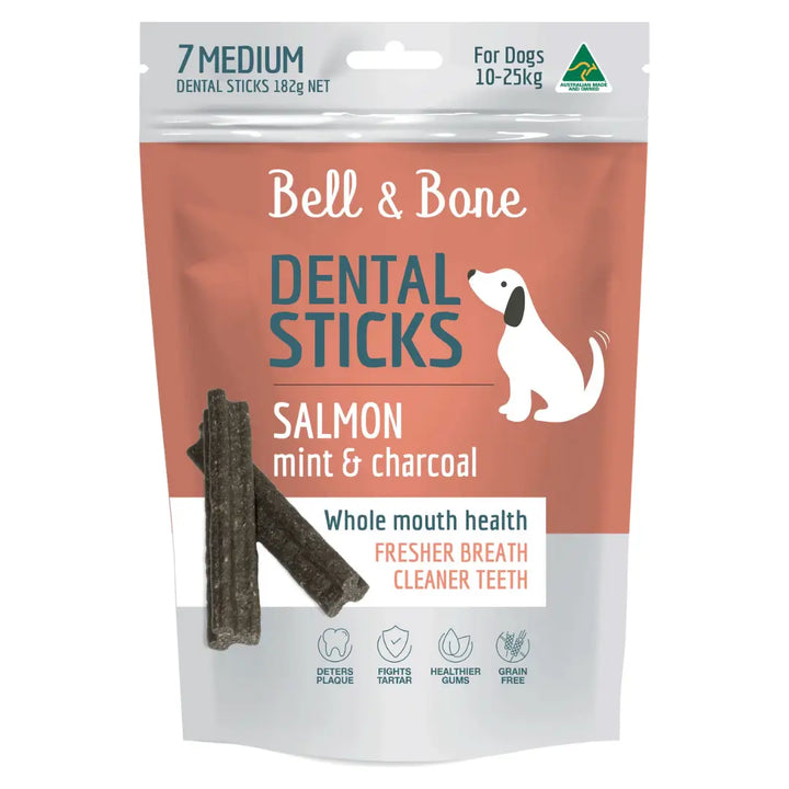 Bell & Bone Dog Dental Sticks Salmon Mint & Charcoal 