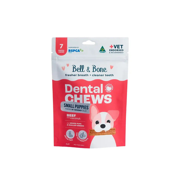 Bell & Bone Puppy Dental Chews Beef & Coconut SM 