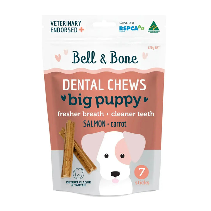 Bell & Bone Puppy Dental Chews Salmon & Carrot LG