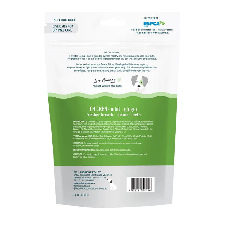 Bell & Bone Senior Dental Sticks Chicken Mint Ginger MED back
