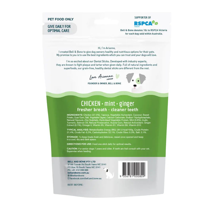 Bell & Bone Senior Dental Sticks Chicken Mint Ginger SM back