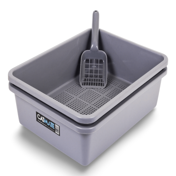 Catmate 3 Piece Sieve Litter Tray Charcoal (With Scoop)