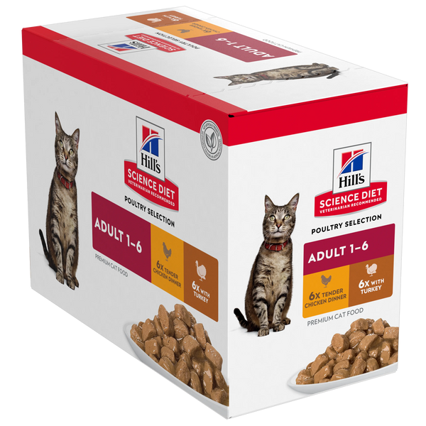 HILLS CAT ADULT POULTRY SELECTION VARIETY POUCHES 12PK