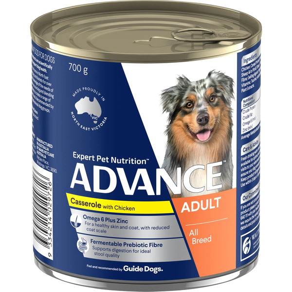 ADVANCE DOG ALL BRD ADULT CHKN CASS 700G 12PK(OM12)