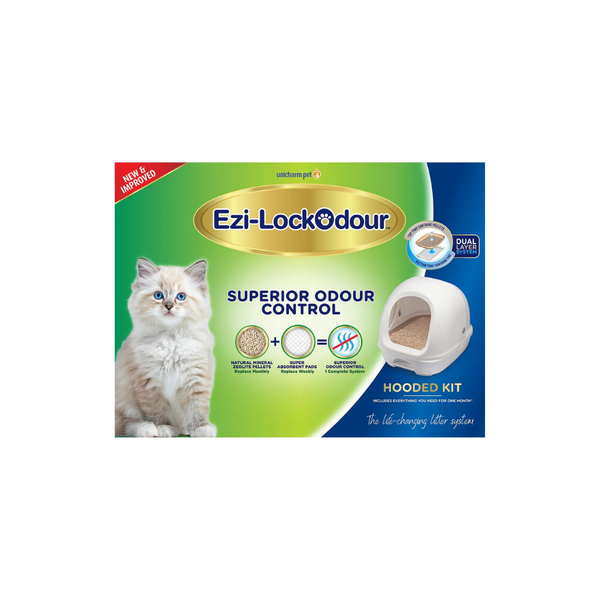 EZI-LOCKODOUR DUAL LAYER CAT LITTER SYSTEM HOODED