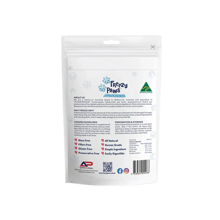 Freezy Paws Beef Steak Raw Treats for Cats & Dogs (70g) back