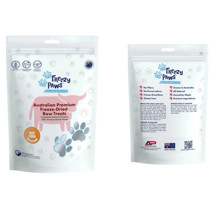 Freezy Paws Freeze-Dried Beef Liver Treats 100g packs