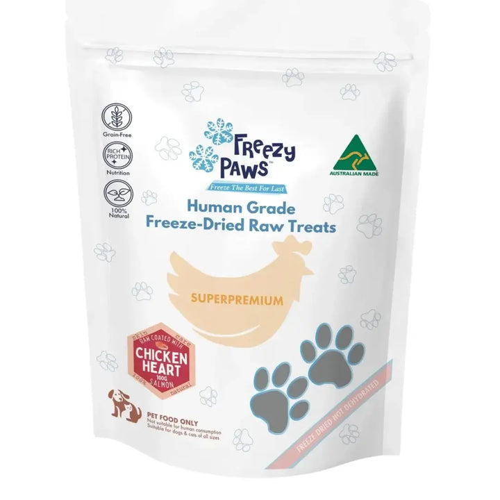 Freezy Paws Freeze-Dried Chicken Heart & Salmon Treats 100g