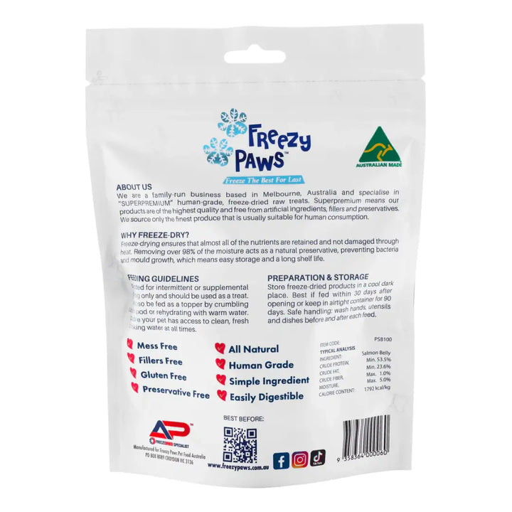 Freezy Paws Freeze-Dried Salmon Bellies 100g back