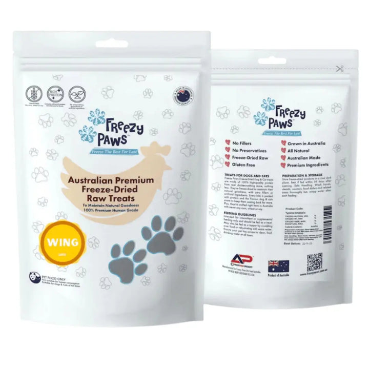 Freezy Paws Freeze Dried Chicken Wing Treats 100g packs