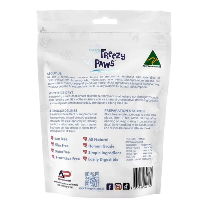 Freezy Paws Freeze Dried Kangaroo Meat Treats 80g back