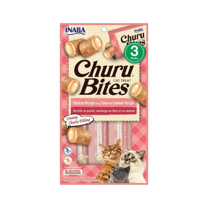 INABA CAT CHURU BITES CHICKEN WRAPS WITH TUNA 30G 6PK(OM6)