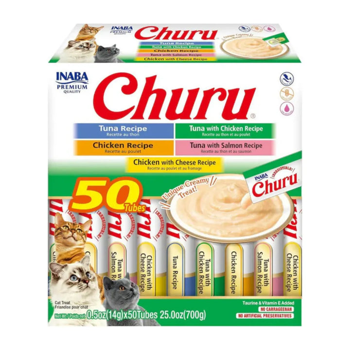 INABA CAT CHURU PUREE CHICKEN VARIETIES 50PK TUB