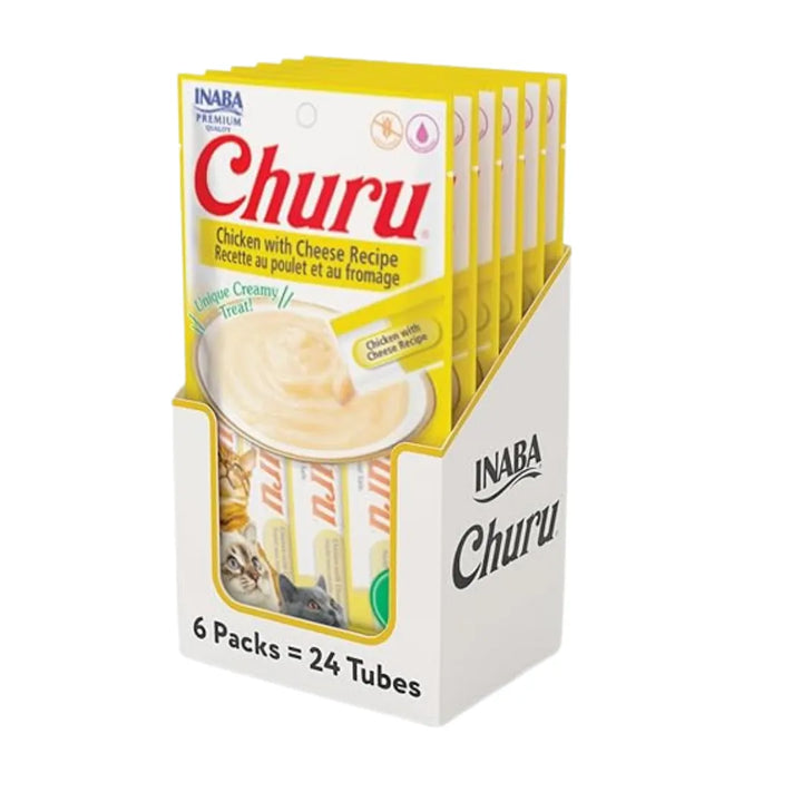 INABA CAT CHURU PUREE CHICKEN WITH CHEESE 56G 6PK(OM6) packs