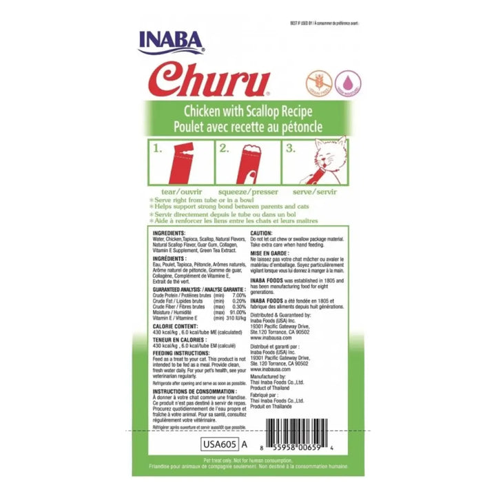 Inaba Cat Churu Puree Chicken With Scallop 56G 6Pk 