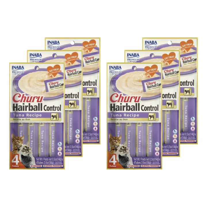 INABA CAT CHURU PUREE HAIRBALL CONTROL TUNA 56G 6PK (OM6) packs