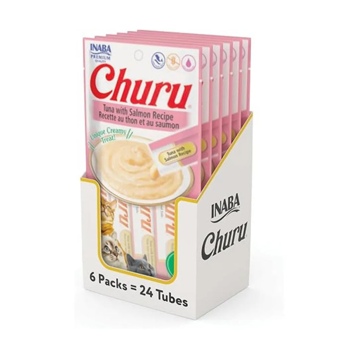 INABA CAT CHURU PUREE SENIOR 10+ TUNA SALMON 56G 6PK (OM6) packs