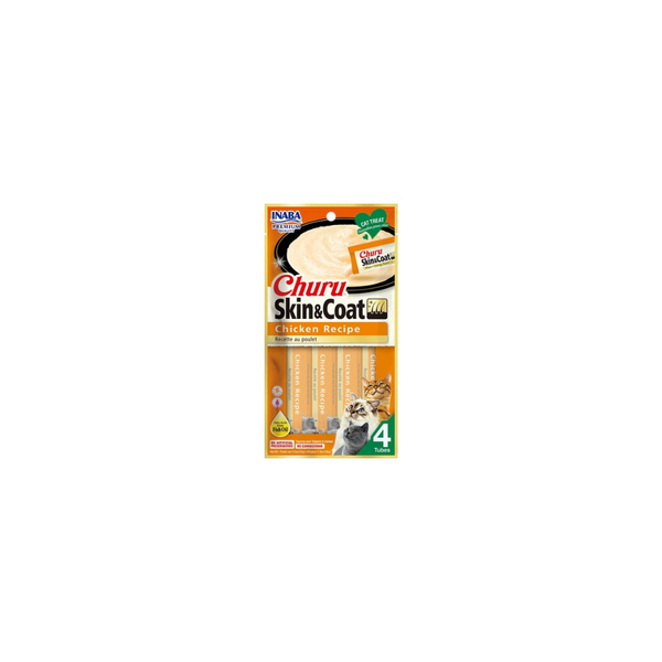 INABA CAT CHURU PUREE SKIN & COAT CHICKEN 56G 6PK (OM6)