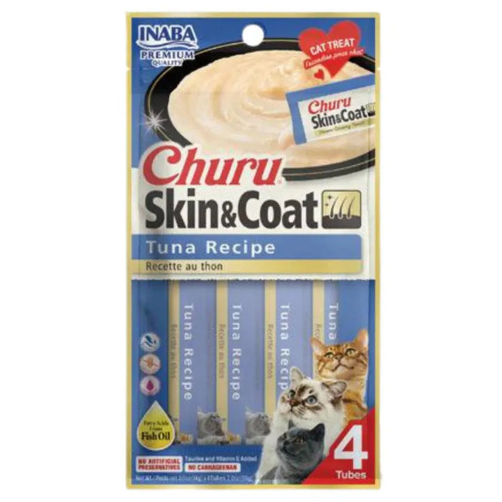INABA CAT CHURU PUREE SKIN & COAT TUNA 56G 6PK (OM6)