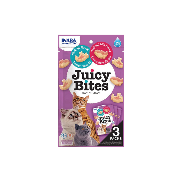 INABA CAT JUICY BITES SHRIMP & SEAFOOD MIX 34G 6PK(OM6)