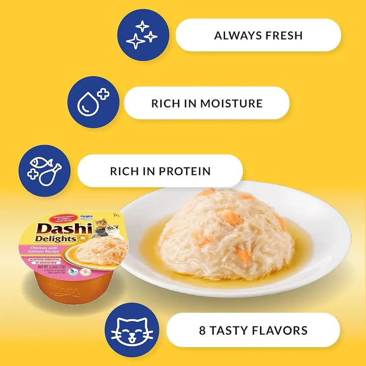 Inaba Dashi Delights Cup Chicken Salmon 70g 6pk