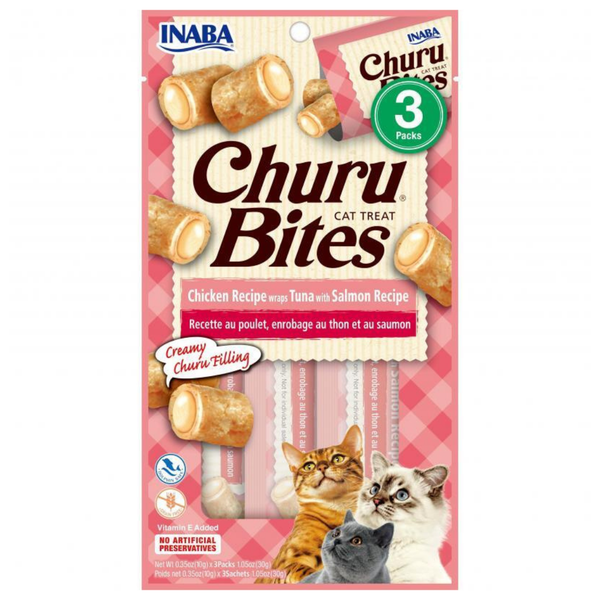 Inaba Cat Churu Bites Chk Wrap Tuna & Slmn 30g 6pk(OM6)