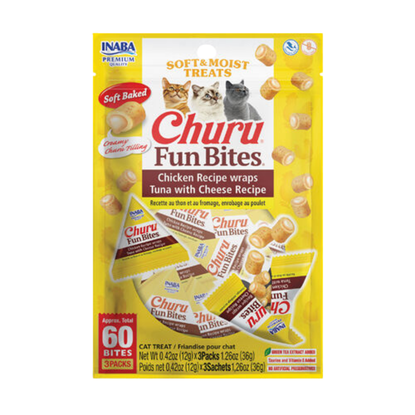 Inaba Cat Churu Fun Bite Chkn Wrap Tuna Cheese 36g 6pk (OM6)