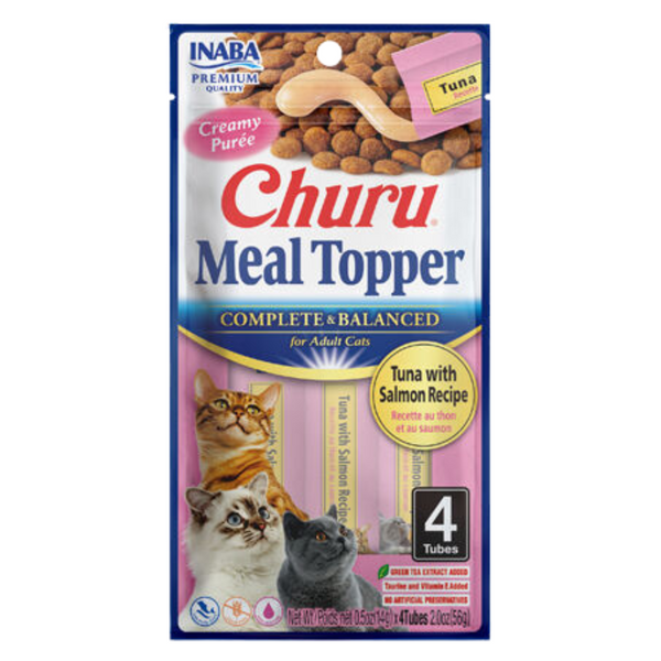 INABA CAT CHURU MEAL TOPPER TUNA SALMON 56G 6PK(OM6)