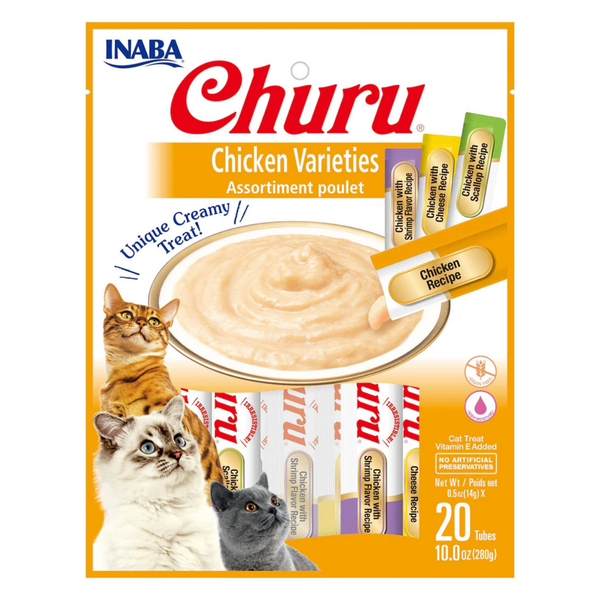 INABA CAT CHURU PUREE CHICKEN VARIETIES 20PK BOX