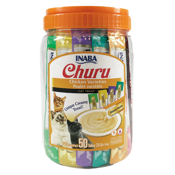 INABA CAT CHURU PUREE CHICKEN VARIETIES 50PK TUB