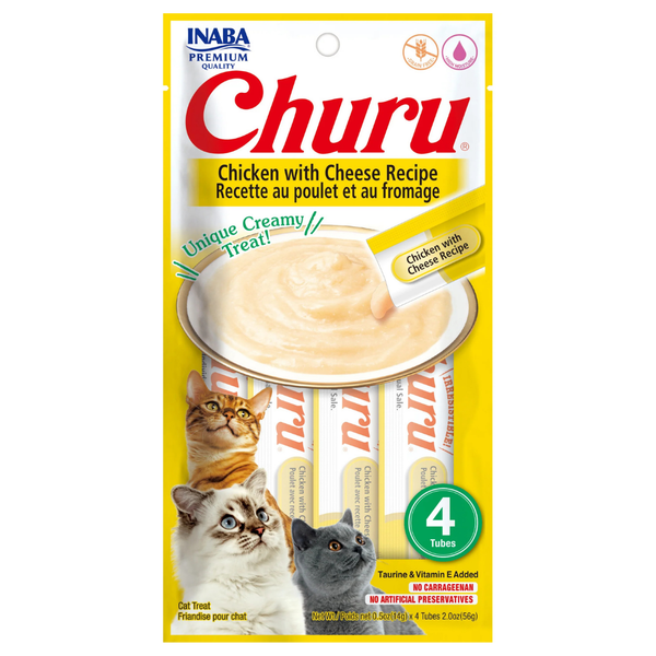 INABA CAT CHURU PUREE CHICKEN WITH CHEESE 56G 6PK(OM6)