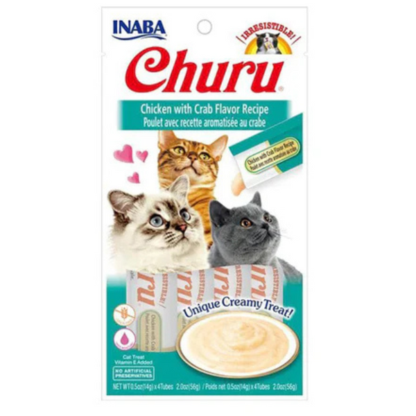 INABA CAT CHURU PUREE CHICKEN WITH CRAB 56G 6PK (OM6)