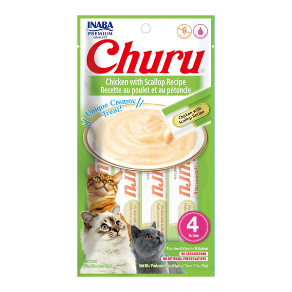 Inaba Cat Churu Puree Chicken With Scallop 56G 6Pk (Om6)