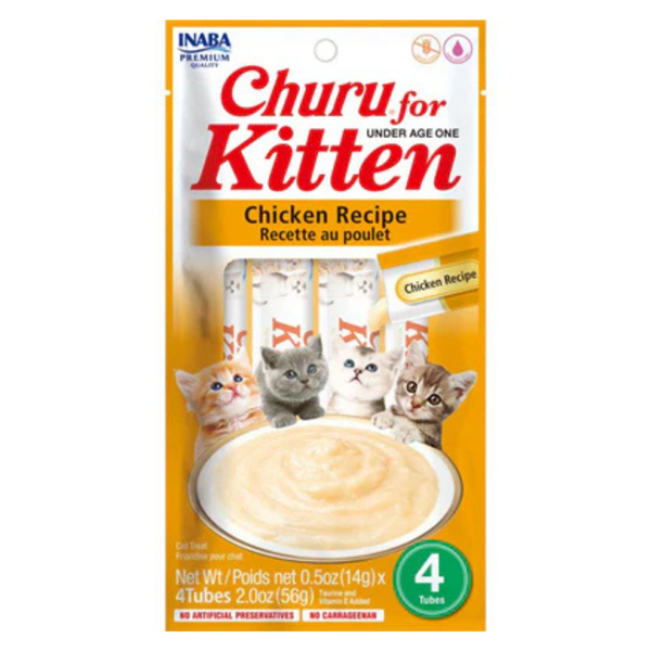 INABA CAT CHURU PUREE KITTEN CHICKEN 56G 6PK (OM6)