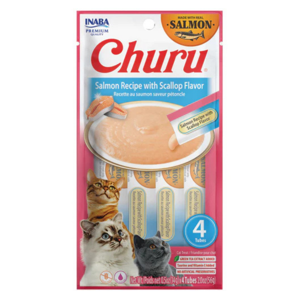 INABA CAT CHURU PUREE SALMON SCALLOP 56G 6PK (OM6)