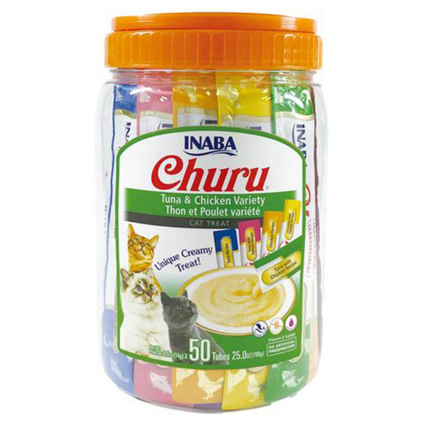 Inaba Cat Churu Puree Tuna Chicken Varieties 50pk Tub