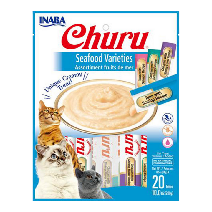 Inaba Cat Churu Puree Tuna Seafood Varieties 20pk Box