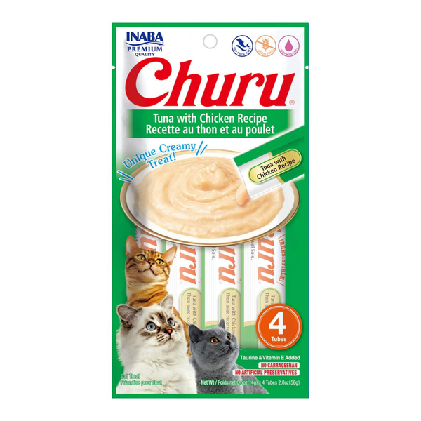 INABA CAT CHURU PUREE TUNA WITH CHICKEN 56G 6PK (OM6)