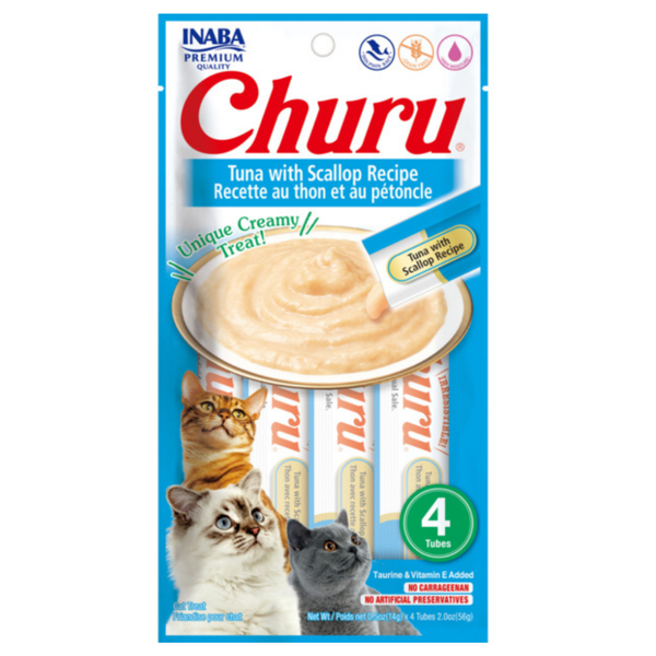 INABA CAT CHURU PUREE TUNA WITH SCALLOP 56G 6PK (OM6)