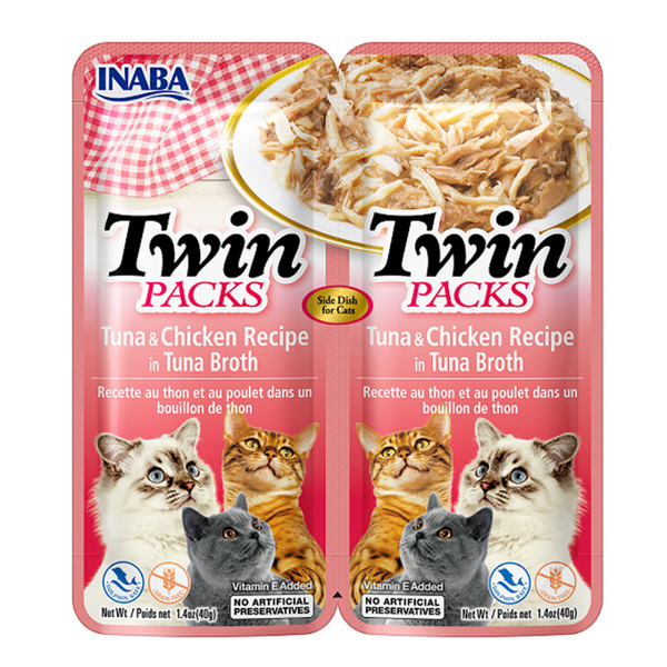 INABA CAT TWIN PACKS TUNA CHKN IN TUNA BRTH 80G 6PK (OM6)