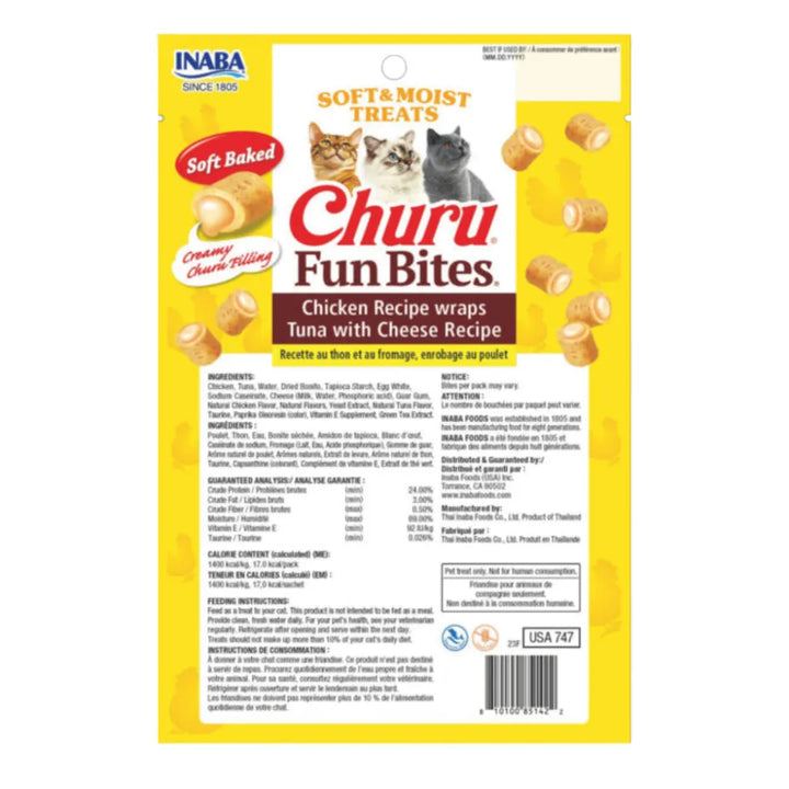 Inaba Cat Churu Fun Bite Chkn Wrap Tuna Cheese 36g 6pk (OM6) back