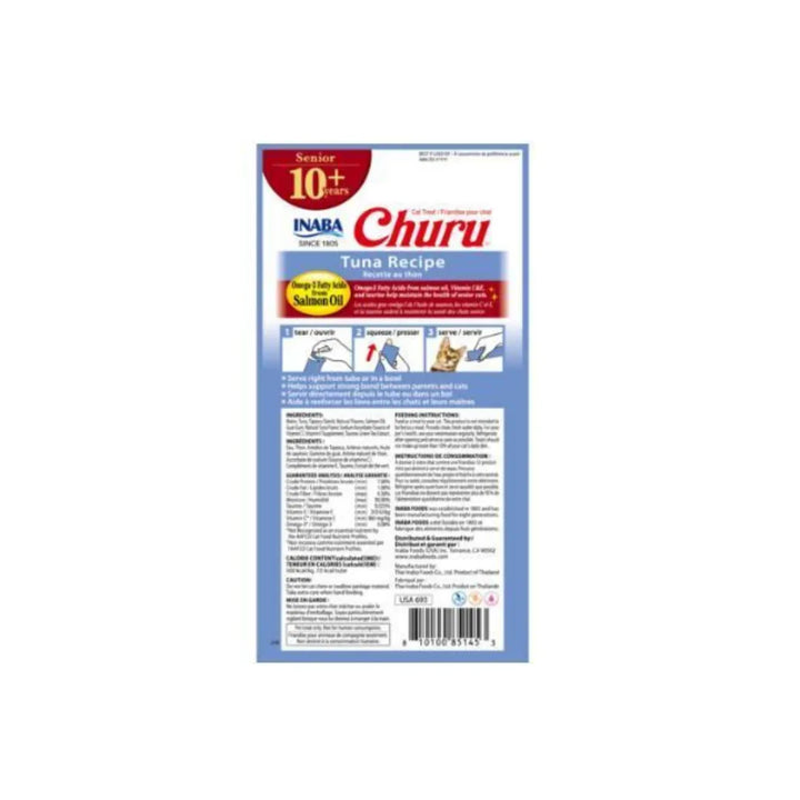 Inaba Cat Churu Puree Senior 10+ Tuna 56g 6pk (om6) back