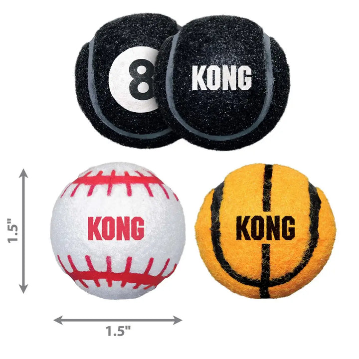 KONG DOG AIRDOG SPORT BALLS ASSORTED 3 PACK SMALL